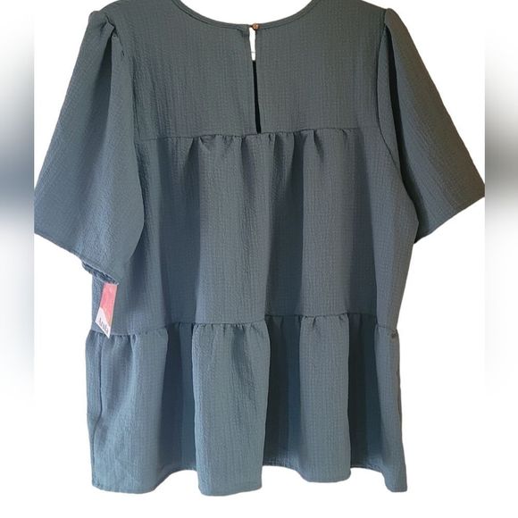 SOLD🎯Arula NWT Boho Tiered Blue Ruffle Blouse Size XL - Picture 3 of 12